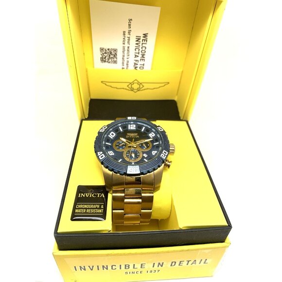 Invicta Men's Watch 24604 Pro Diver Quartz Chronograph Gold Steel Blue Dial 48mm - Picture 7 of 16